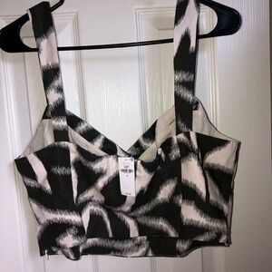 Banana Republic mixed linen crop top